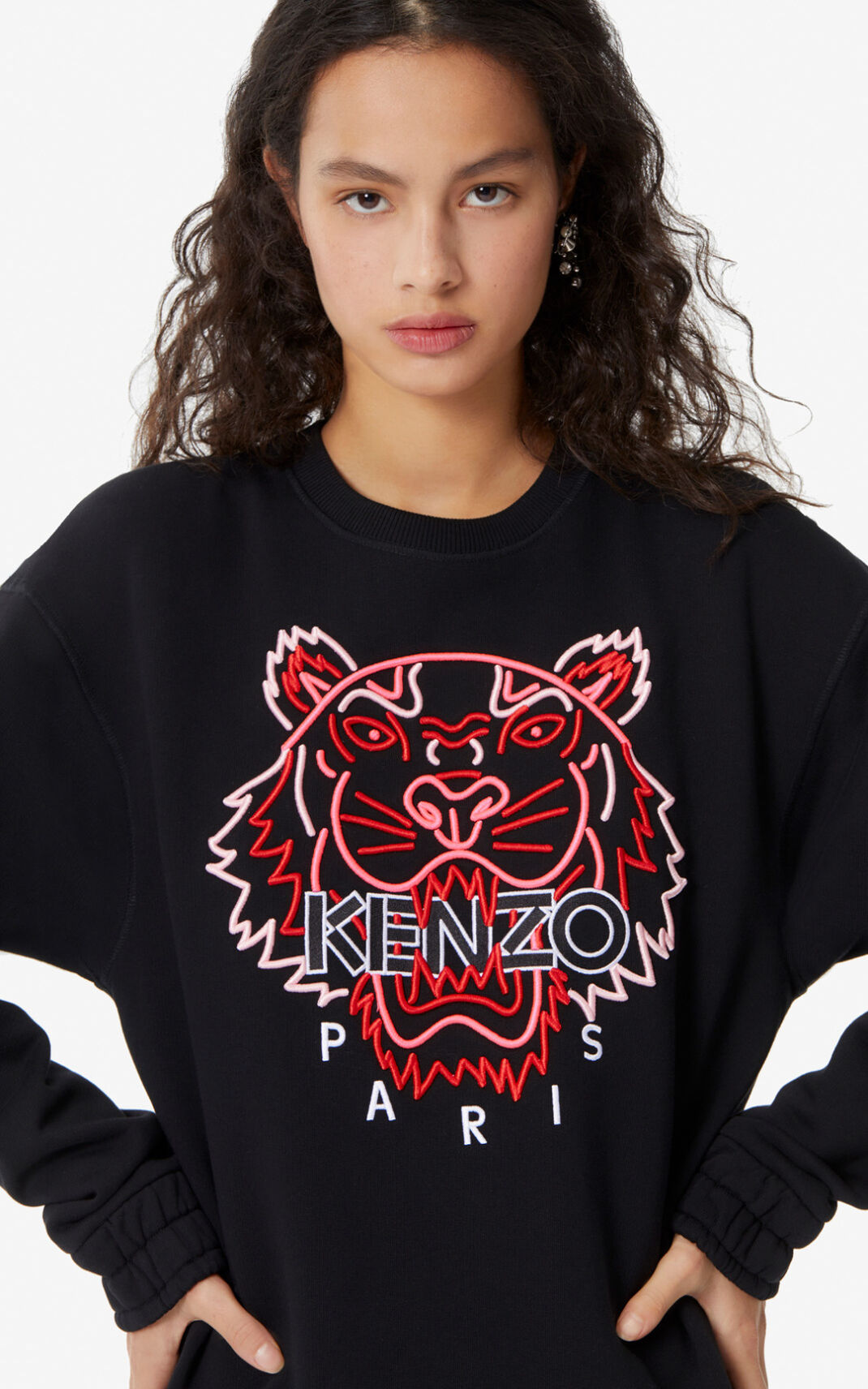 Kenzo Neon Tiger Sudadera Mujer Negras | 4720681-XK